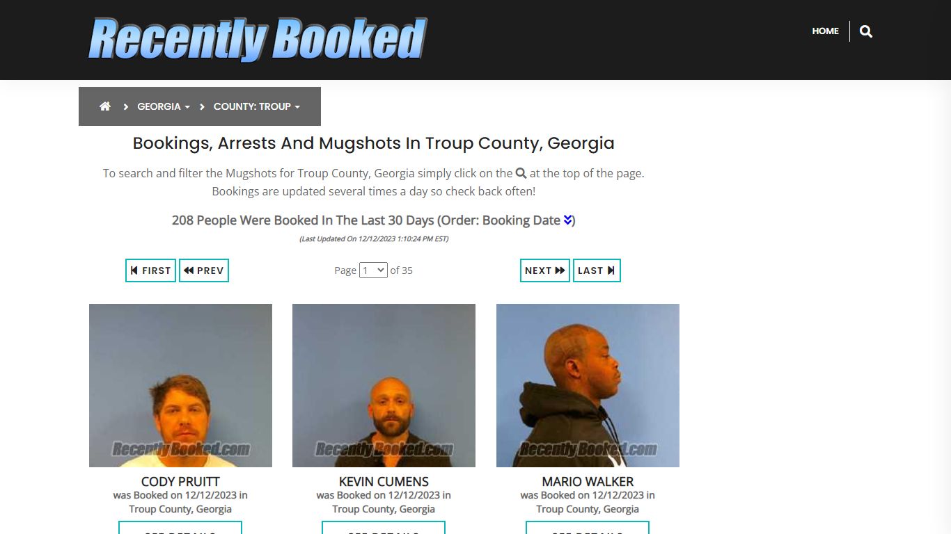 Recent bookings, Arrests, Mugshots in Troup County, Georgia